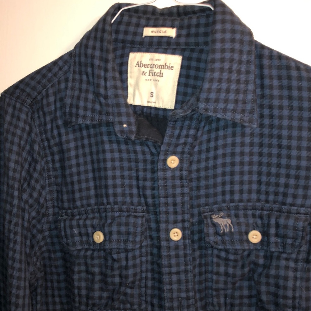 Blue checkered Abercrombie Button Shirt